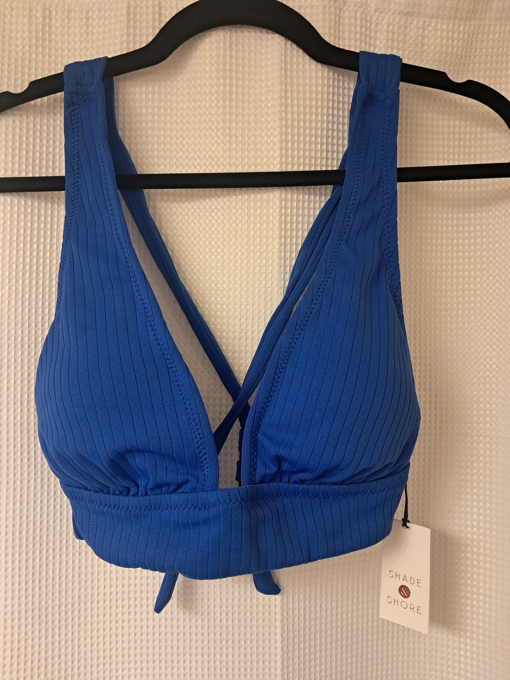 Shade & Shore Royal Blue Ribbed Plunge Swim Top